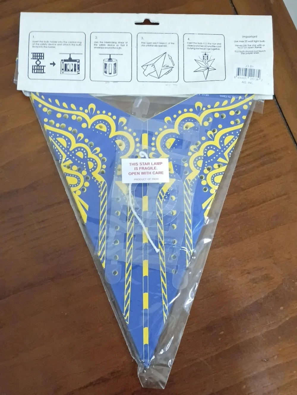 Hanging Paper Star Lamps, Blue, Set Of 3 - New!